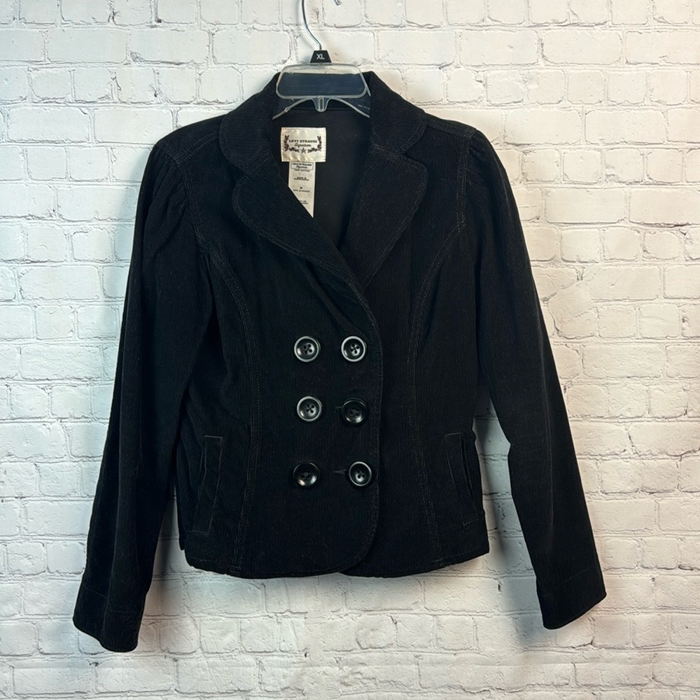 Levi Strauss Black Corduroy Six Button Jacket Size Medium